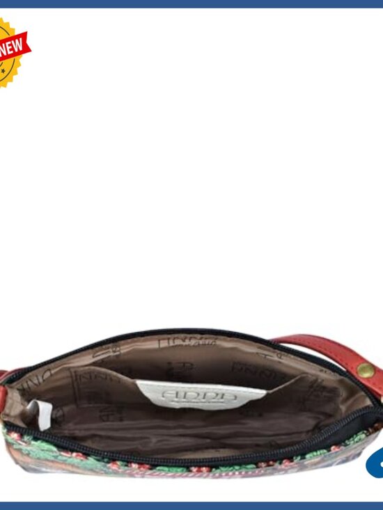 Hand-Painted Genuine Leather Crossbody Organizer Bag, One Size - Picture 7 of 7